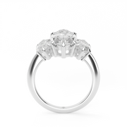 White Gold Marquise Cut Diamond Three Stone Engagement Ring With Marquise Cut Side Stone Prong Setting